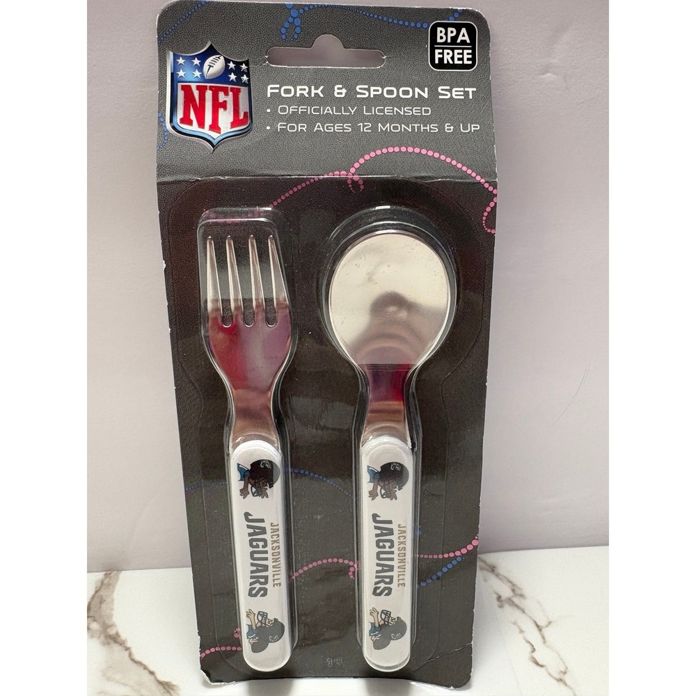 NFL Jacksonville Jaguars Toddler Fork and‎ Spoon Set Baby Fanatic BPA Free New
